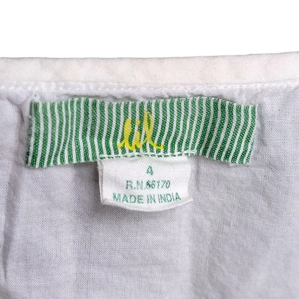 LIL Anthropologie Blouse Size 4 White Peasant Puff Sleeve Button Cottagecore Top